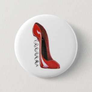 Roter Stilett-Korkenzieher-Fersen-Schuh-Knopf Button