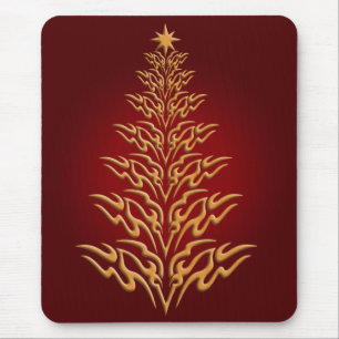 Roter stilvoller Weihnachtsbaum-Mauspad Mousepad
