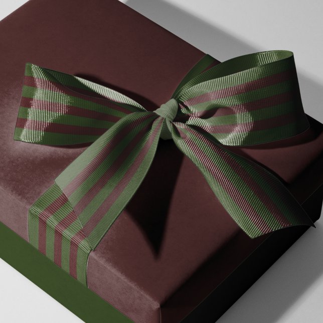 Roter Streifen Grosgrain Ribbon Ripsband (Festive Red Green Striped Grosgrain Ribbon)