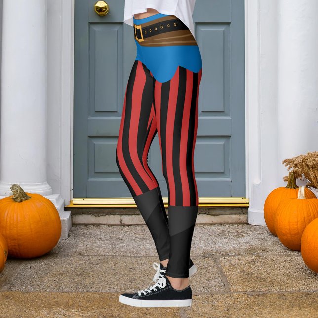 Roter Streifen Piratengürtel Halloween Leggings (Von Creator hochgeladen)