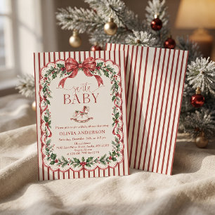 Roter Streifen Santa Baby Shower Weihnachten  Einladung