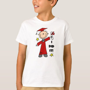Roter Strichmännchen-Jungen-Absolvent T-Shirt