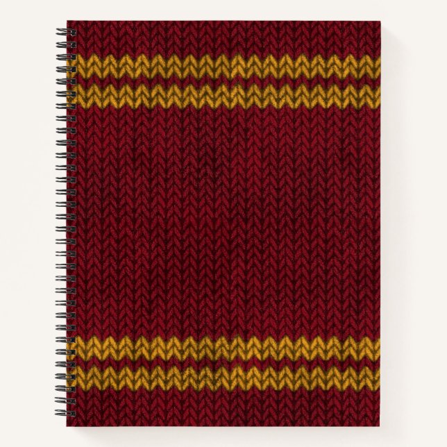 Roter Strick-Look Stripmuster Notizbuch (Vorderseite)