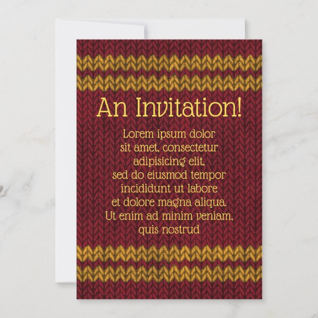 Roter Strick-Look Stripmuster Save The Date (Vorderseite)