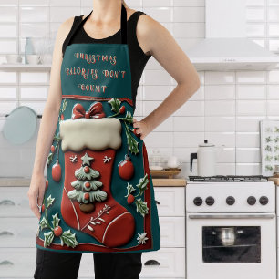 Roter Strumpf auf der Grünen Weihnachtsfeier Schür Schürze