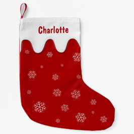 Roter Strumpf mit Schneeflocken Weihnachten Strump Kleiner Weihnachtsstrumpf