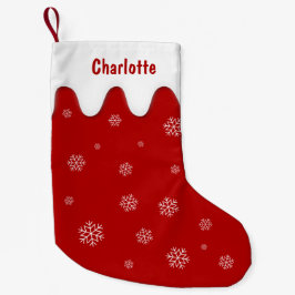 Roter Strumpf mit Schneeflocken Weihnachten Strump Kleiner Weihnachtsstrumpf