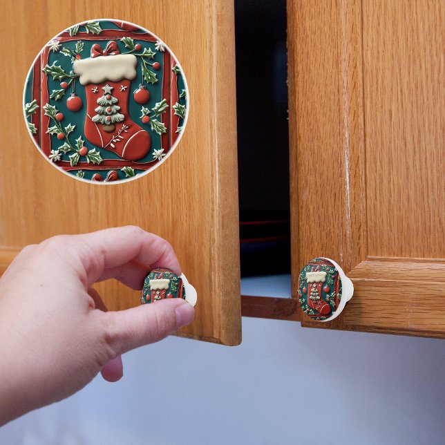 Roter Strumpf Weihnachten Keramikknauf (Von Creator hochgeladen)