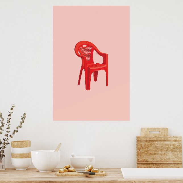 Roter Stuhldruck  Poster (Küche)