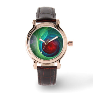 Roter Sturm Floral Modernes Abstraktes Kunstfarbmu Armbanduhr