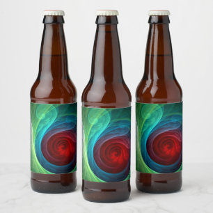 Roter Sturm Floral Modernes Abstraktes Kunstfarbmu Bierflaschenetikett