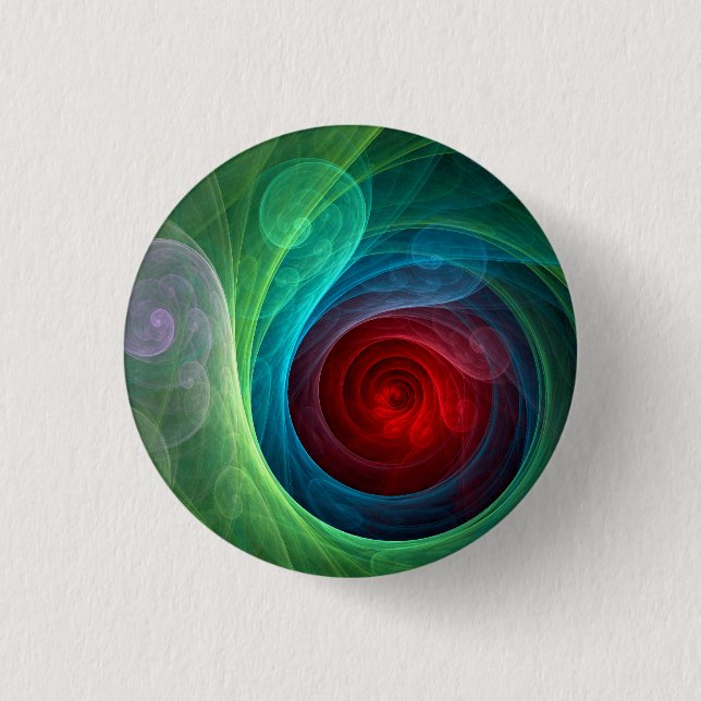 Roter Sturm Floral Modernes Abstraktes Kunstfarbmu Button (Vorderseite)