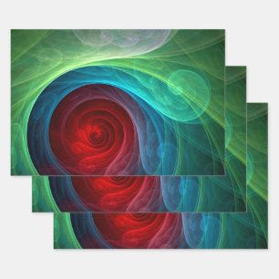 Roter Sturm Floral Modernes Abstraktes Kunstfarbmu Geschenkpapier Set