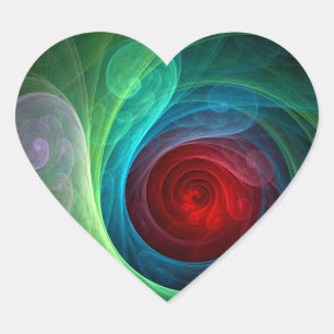 Roter Sturm Floral Modernes Abstraktes Kunstfarbmu Herz-Aufkleber