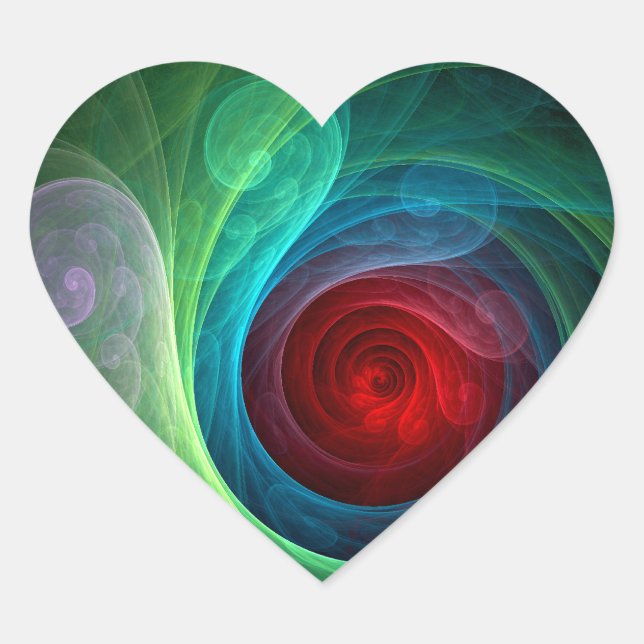 Roter Sturm Floral Modernes Abstraktes Kunstfarbmu Herz-Aufkleber (Vorderseite)