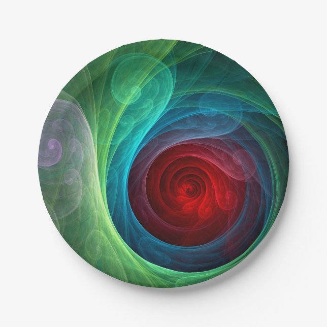 Roter Sturm Floral Modernes Abstraktes Kunstfarbmu Pappteller (Vorderseite)