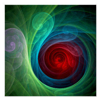 Roter Sturm Floral Modernes Abstraktes Kunstfarbmu Poster