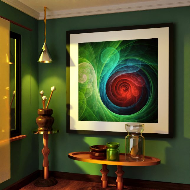 Roter Sturm Floral Modernes Abstraktes Kunstfarbmu Poster (Red Storm Floral Modern Abstract Art Color Pattern Poster)