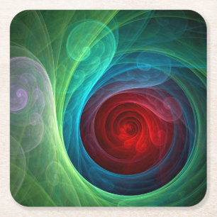 Roter Sturm Floral Modernes Abstraktes Kunstfarbmu Rechteckiger Pappuntersetzer