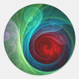 Roter Sturm Floral Modernes Abstraktes Kunstfarbmu Runder Aufkleber