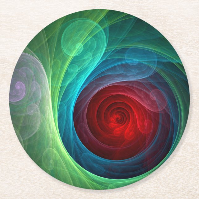 Roter Sturm Floral Modernes Abstraktes Kunstfarbmu Runder Pappuntersetzer (Vorderseite)