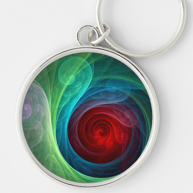 Roter Sturm Floral Modernes Abstraktes Kunstfarbmu Schlüsselanhänger (Vorne)