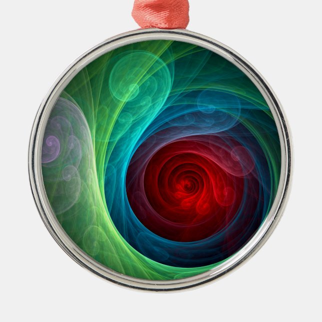 Roter Sturm Floral Modernes Abstraktes Kunstfarbmu Silbernes Ornament (Vorne)