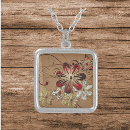 Roter Swirbelplatz Versilberte Kette