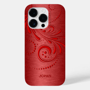 Roter Swirl aus Metallic Rot aus gebürstetem Stahl Case-Mate iPhone 14 Pro Hülle
