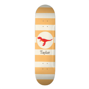 Roter T-Rex-Dinosaurier; Orange Streifen Skateboard
