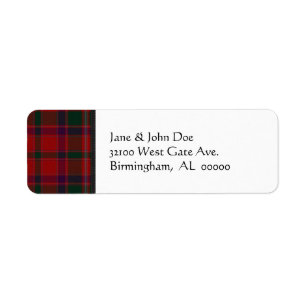 Roter Tartan-karierte Adressen-Etiketten
