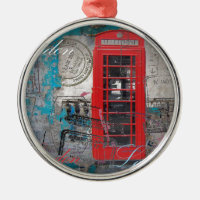 roter Telefon-Stand Pass-Briefmarken Londons