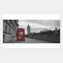 Roter Telefonkasten in London, rechteckig Rechteckiger Aufkleber