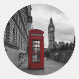 Roter Telefonkasten in London, Rundaufkleber Runder Aufkleber