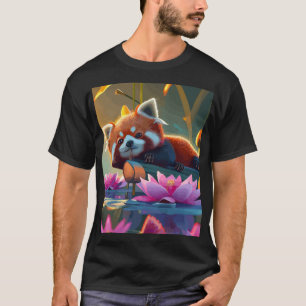 Roter Teller auf einem Login-Lotusteich T-Shirt