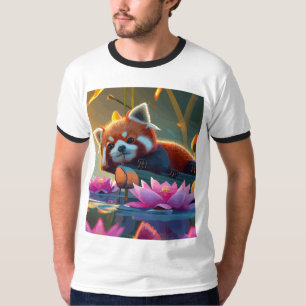 Roter Teller auf einem Login-Lotusteich T-Shirt
