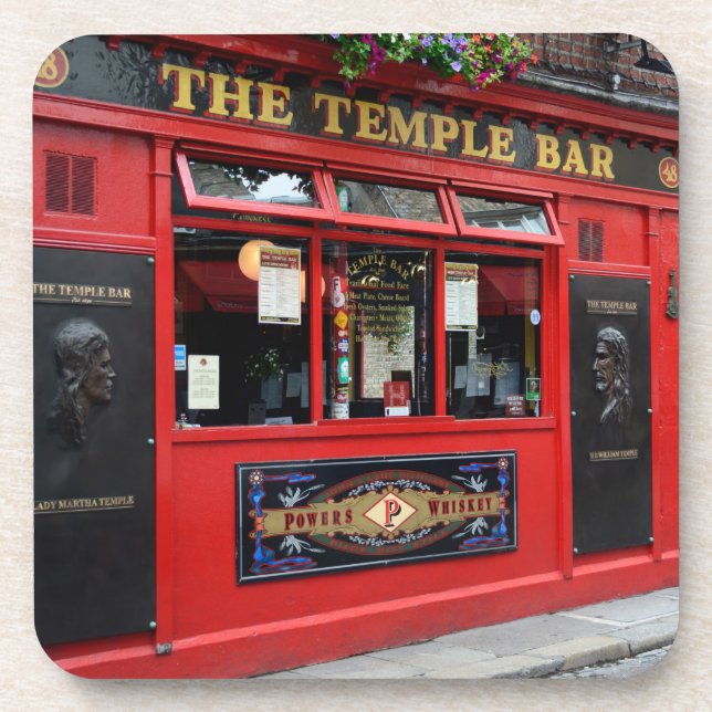 Roter Tempel-Bar Pub in Dublin Getränkeuntersetzer (Vorderseite)
