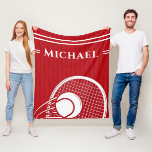Roter Tennisschläger und Ball Elegant gestreift Fleecedecke
