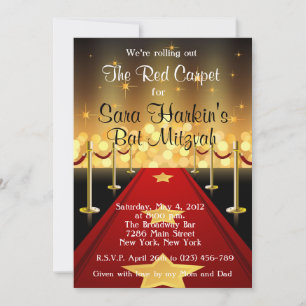 Roter Teppich Hollywood Bat Mitzvah Geburtstag Einladung