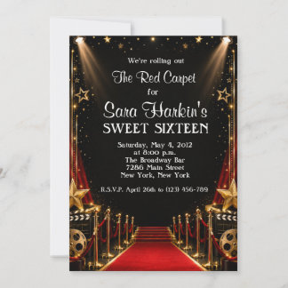 Roter Teppich Hollywood Sweet 16 Geburtstag Einladung