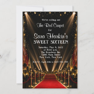 Roter Teppich Hollywood Sweet 16 Geburtstag  Einladung