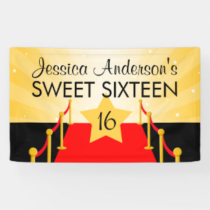 Roter Teppichhollywood-Bonbon 16 Geburtstags-Party Banner