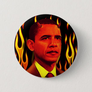 Roter Teufel Barack Obama der Antichrist Button