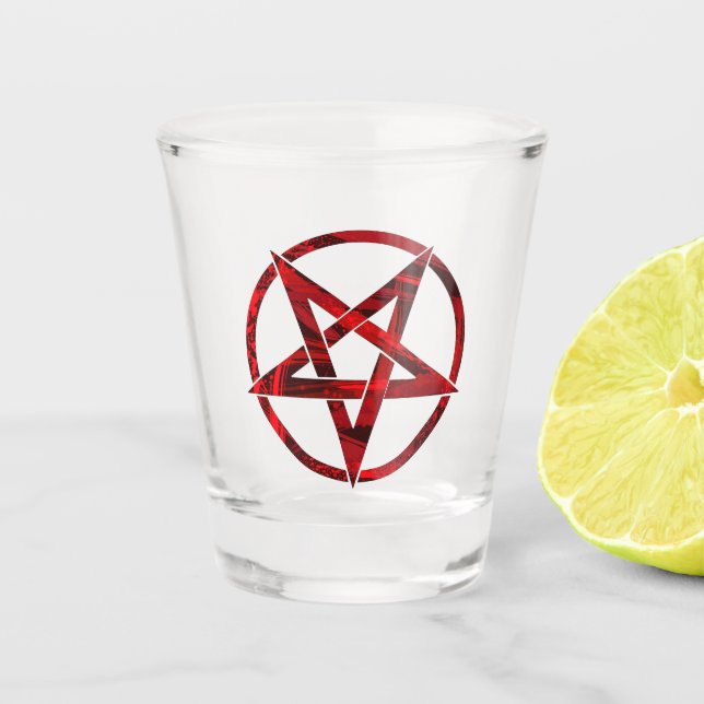 Roter Teufel-Pentagramm Schnapsglas (Vorderseite)