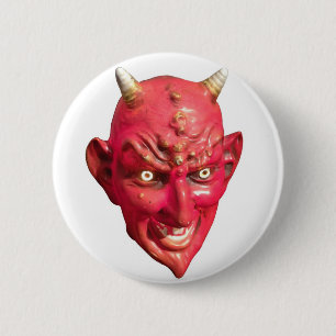 Roter Teufel Satan Dämon-Höllen-Hörner Button