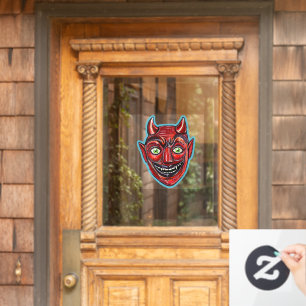 Roter Teufel Vintage Halloween Fensteraufkleber