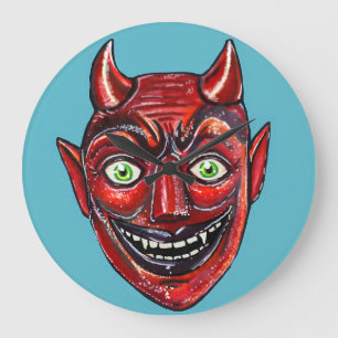 Roter Teufel Vintage Halloween Große Wanduhr