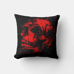 Roter Teufelsschädel Gruselige Kunst Kissen