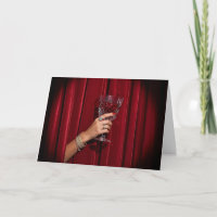 Roter Theater Vorhang und Kristall Weinglas Vintag