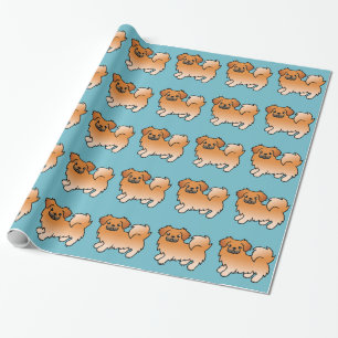 Roter Tibet-Spaniel Cartoon-Hund Geschenkpapier